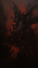 Fototapeta premium Acrylic paint of demon backgrounds darkness abstract.