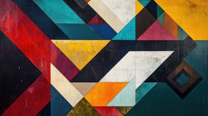 Fototapeta premium Colorful Geometric Abstraction with Bold Shapes and Textures for Contemporary Art and Design Inspiration