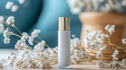 White Artisanal Perfume Roller Ball Mockup banner background --ar 16:9 --style raw --v 6.1 Job ID: 927bb082-cec7-4809-9739-60cee7da9a15