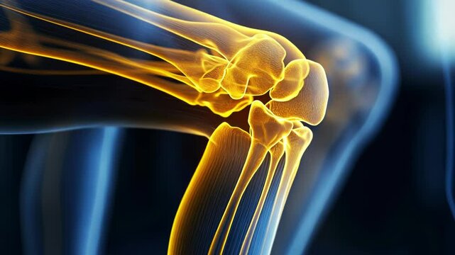 Illustration of a knee joint highlighting its anatomical features.