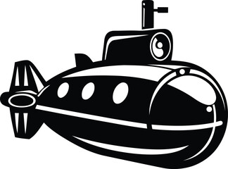 Submarine silhouette vector illustration, Submarine premium quality isolated line art vector design