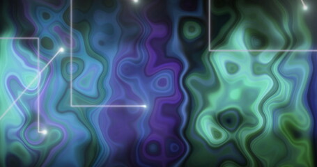 Image of white glowing lights over green and blue liquid background