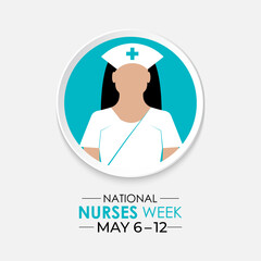 Vector illustration of National Nurses Day is celebrated annually on May 6th. Medical background. Healthcare concept. Thank you for nurse. Nurse and Nurse dress, medical instrument. Stethoscope .
