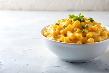mac and cheese in white background