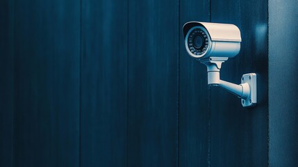 Obraz premium Security Camera on a Dark Blue Wall