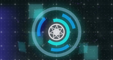 Image of showing circular scope with blue and white flashing lights