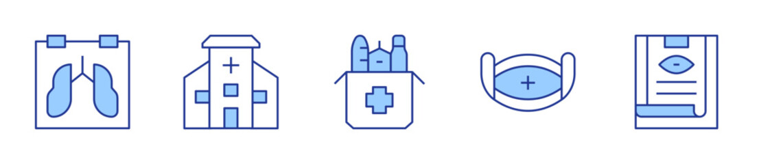 Fototapeta premium medical mask, medical history, x ray, health clinic, humanitarian help. Medical Icon vector illustration. Line Duotone style. Editable stroke