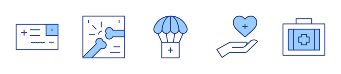 Obraz premium medical prescription, medical kit, bone, supplies, therapy. Medical Icon vector illustration. Line Duotone style. Editable stroke