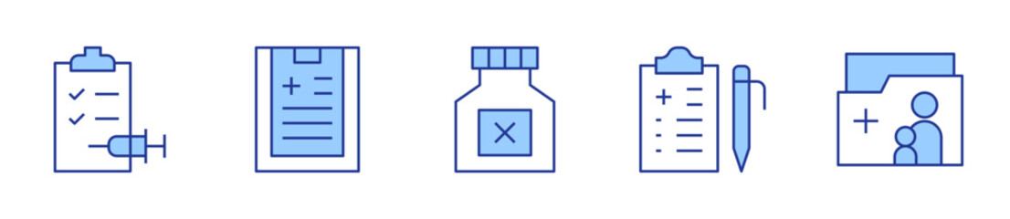 medical report, medical record, medical history, product. Medical Icon vector illustration. Line Duotone style. Editable stroke