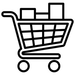 Full Shopping Cart Icon Commerce Line Design Vector Concept