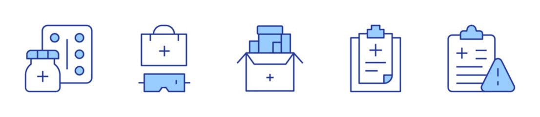 Obraz premium medicine, medical services, medications, medical history, health report. Medical Icon vector illustration. Line Duotone style. Editable stroke