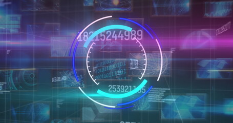Image of scope scanning, numbers changing and data processing over screens