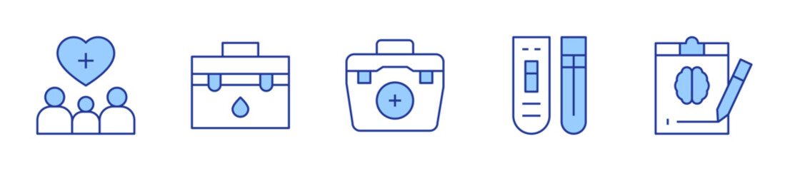 report, medical kit, medical test, support. Medical Icon vector illustration. Line Duotone style. Editable stroke