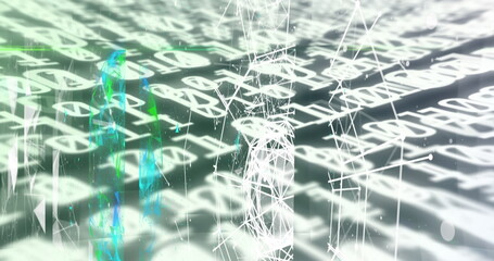 Image of binary coding numbers changing over networks of connections