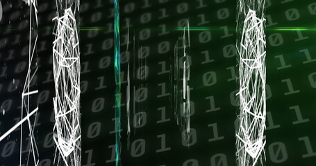 Image of binary coding numbers changing over networks of connections
