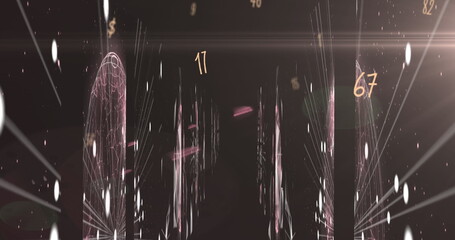 Image of numbers changing with spinning globes