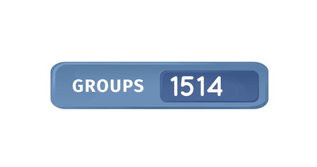 Image of numbers changing and groups text in blue banner on white background