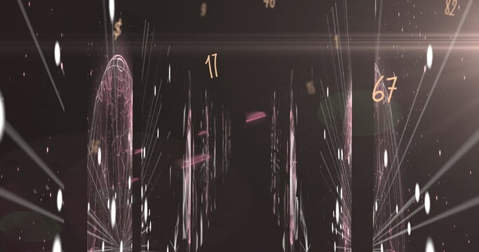 Image of numbers changing with spinning globes