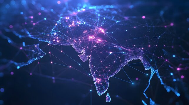 Cyber security insights neon map of india digital environment futuristic concept