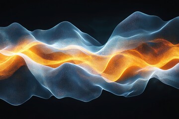 Fototapeta premium Abstract Flowing Energy Wave with Glowing Particles on Dark Background