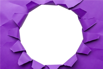 Torn purple paper with a pale yellow circle.