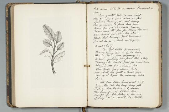 Detailed Botanical Study of a Plant Species with Handwritten Observations and Illustrations in an Open Journal