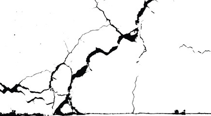 Distress overlay vector textures. Vector cracks, breaks on land surface from earthquake. White black grey wall, floor with cracks, texture background.

