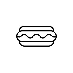 Hot do with ketchup or mustard. Fast food, unhealthy eating. Pixel perfect, editable stroke vector icon