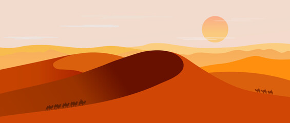 Silk Road Sand Dune Desert Camel Team
