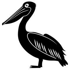 Fototapeta premium Majestic pelican silhouette, a striking symbol of coastal grace in bold black and white.