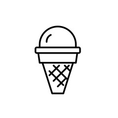 Scoop of ice cream in a waffle cone. Pixel perfect, editable stroke vector icon