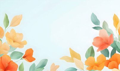 Watercolor Spring Flower Elements with Colorful Floral Splashes