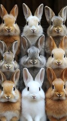 Adorable Rabbits Posing Closely Together Indoors