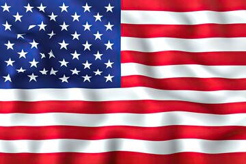 A hyper-realistic macro shot of the stars and stripes of the U.S. flag, emphasizing the vibrant red, white, and blue colors.