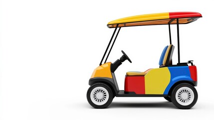 Colorful Golf Cart on Isolated White Background