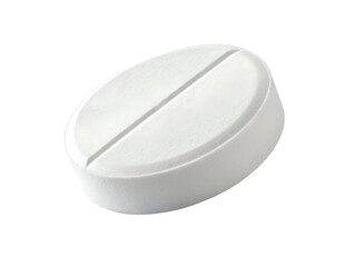 White Round Pill with Diagonal Score Line Isolated