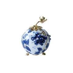 Exquisite Porcelain Orb with Grapes and Gold Accents - Decorative Tabletop Piece