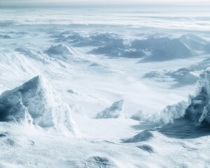 Obraz premium A breathtaking snow-covered mountain range stretches across the horizon, showcasing several majestic peaks blanketed in pristine white snow, glistening under the bright blue sky.