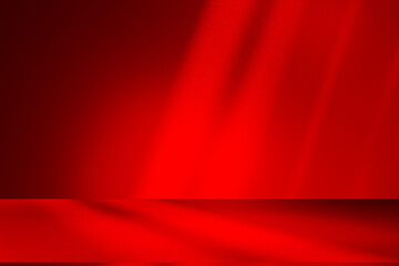 Wall interior background, studio and backdrops show products.with shadow from window color Red background for text insertion and presentation product	
