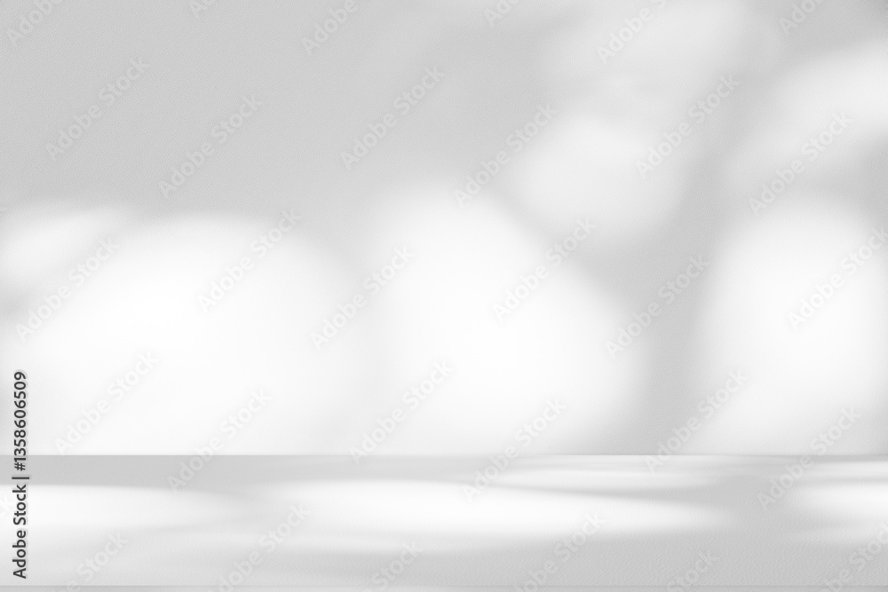 Poster Wall interior background, studio and backdrops show products.with shadow from window color white and grey. background for text insertion and presentation product	