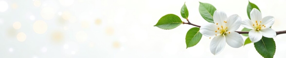 Fototapeta premium Jasmine flowers (Philadelphus coronarius) isolated on white background for design, cards, floral arrangements, frames, wedding invitations, Philadelphus coronarius, isolated