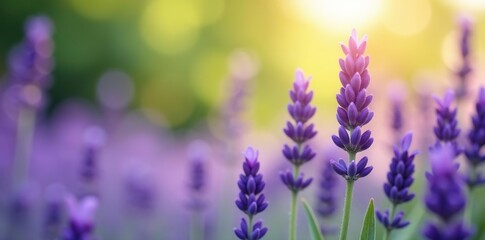 Obraz premium Lavender plants and flowers in a soft focus background, nature, relaxing