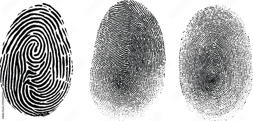 Wall mural finger print id authentication symbol set. biometric, identity icon set. fingerprints icon set vecto