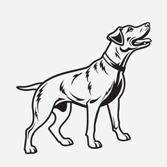 dog line art vector illustration black and white. perfect for lino cut print or wood cut print. comic and cartoon style