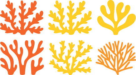 Blue Coral Vector Illustrations - Branching Sea Life Graphics