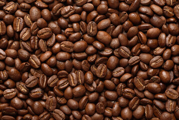 Background of brown roasted coffee beans