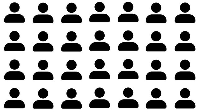 Figure or avatars background video clip people themed motion backdrop video in a seamless repeating loop. Black & white human person symbols icon
