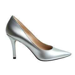 Obraz premium Elegant Silver Slingback Heels with Pointed Toe Isolated on Transparent Background