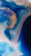 Wet texture. Acrylic wave. Defocused blue purple white colorful chemical ripple in glitter water blend on abstract art background.