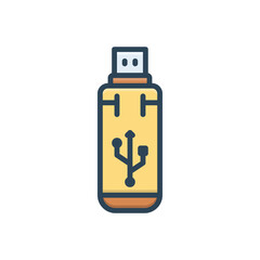 Color illustration icon for usb